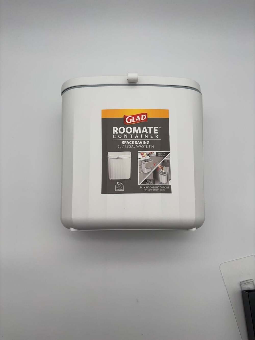 Glad Roomate Container 7L/1.8Gal Space Saving Waste Bin